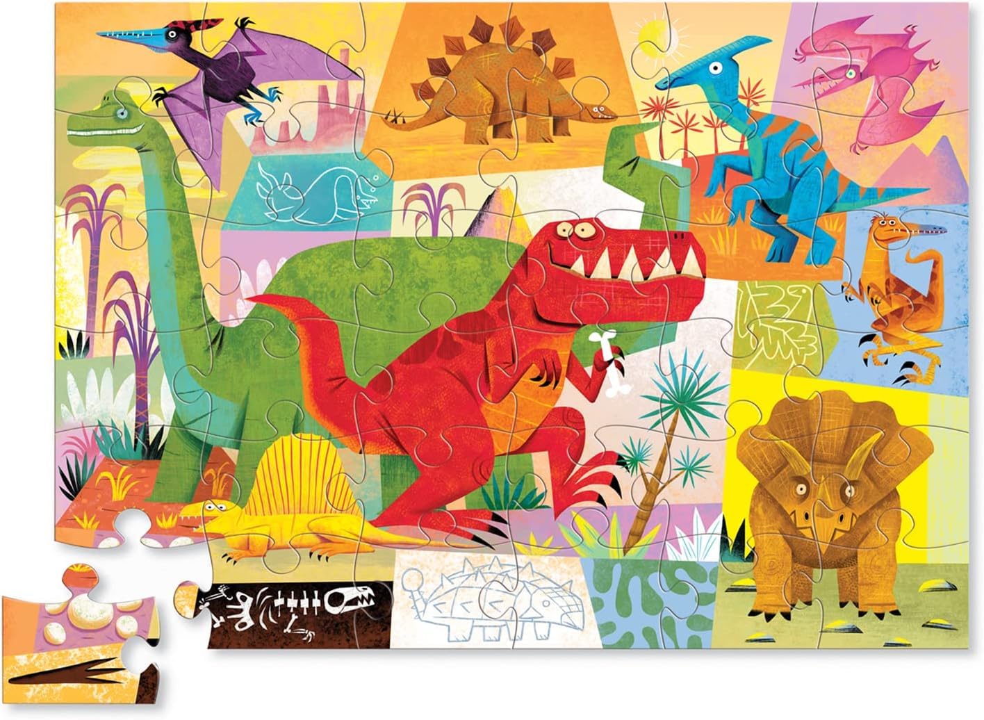 Crocodile Creek floor puzzle-children-playing promotes cooperative play and shared concentration during family time.