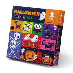 Crocodile Creek Halloween 100-piece floor puzzle laid out for kids five and up, fostering focused play.