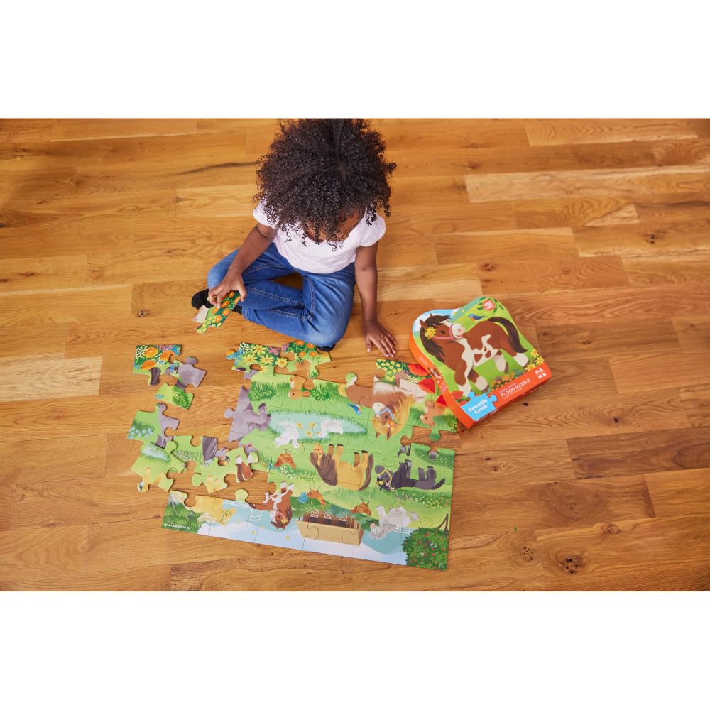 Crocodile Creek heavy-duty storage box keeps puzzles organized.