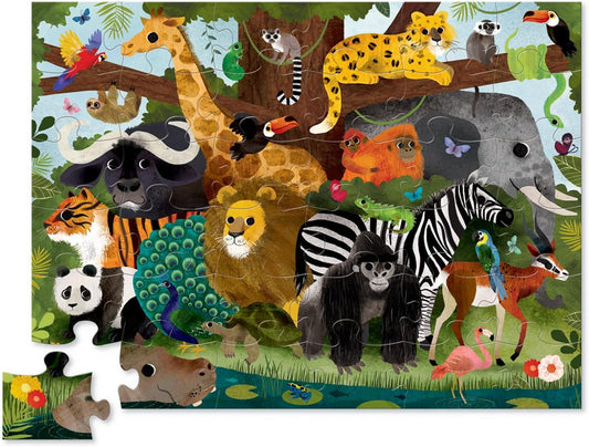 Crocodile Creek Jungle Friends pieces closeup, big tactile pieces support little fingers and coordination.