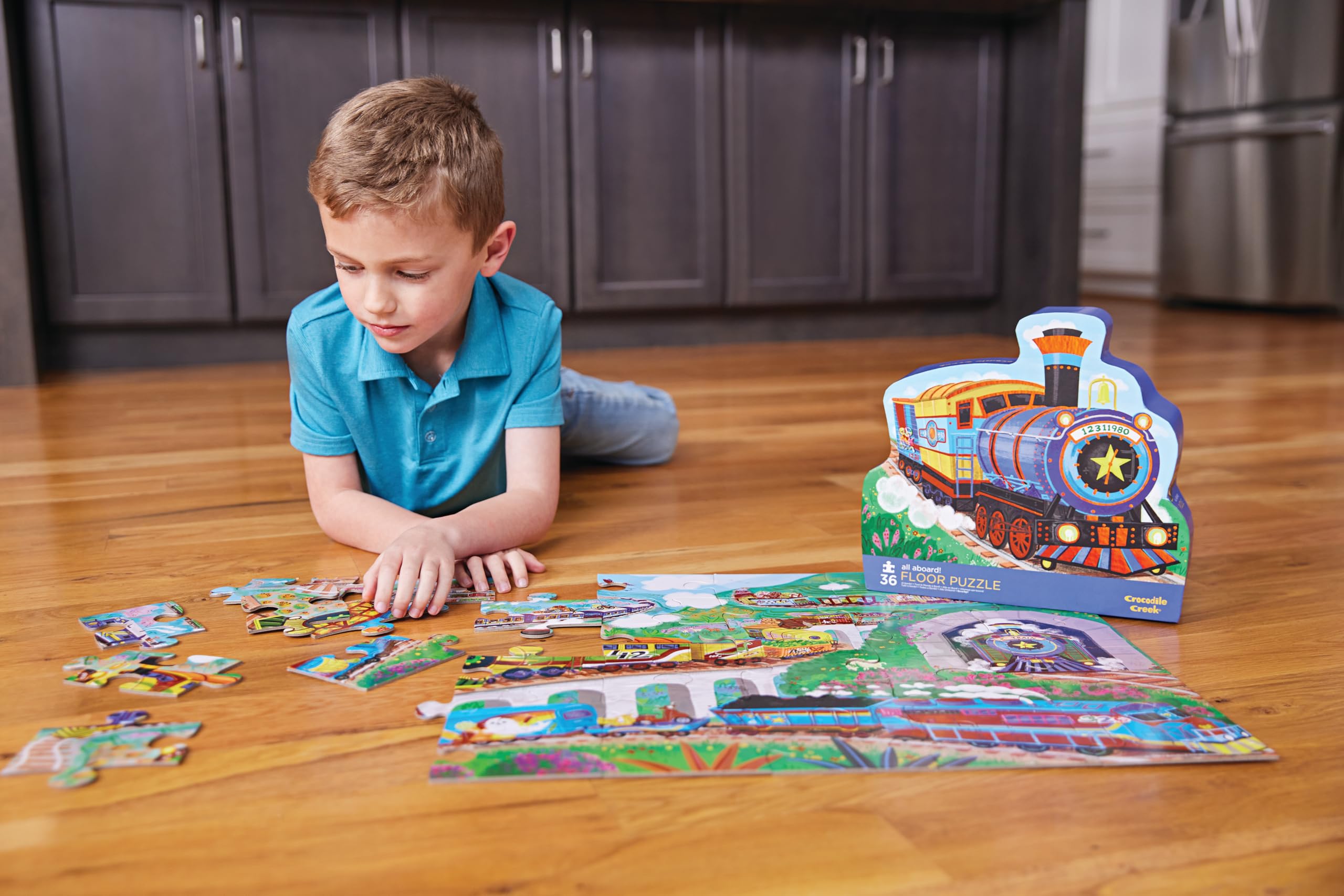 Crocodile Creek puzzle pieces for kids 3-5 support hand-eye coordination.