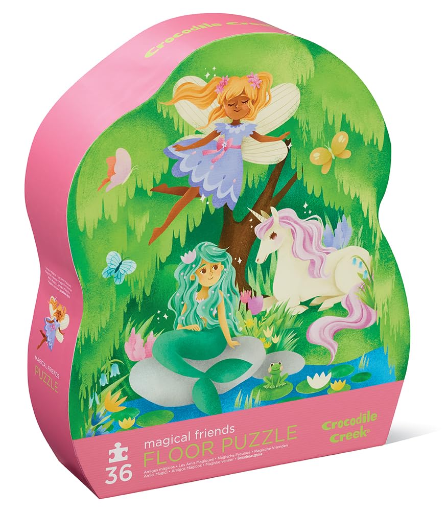 Crocodile Creek Magical Friends 36-piece floor puzzle image showing whimsical characters for imaginative play