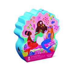 Crocodile Creek Mermaid Dreams finished puzzle on the floor for family activity
