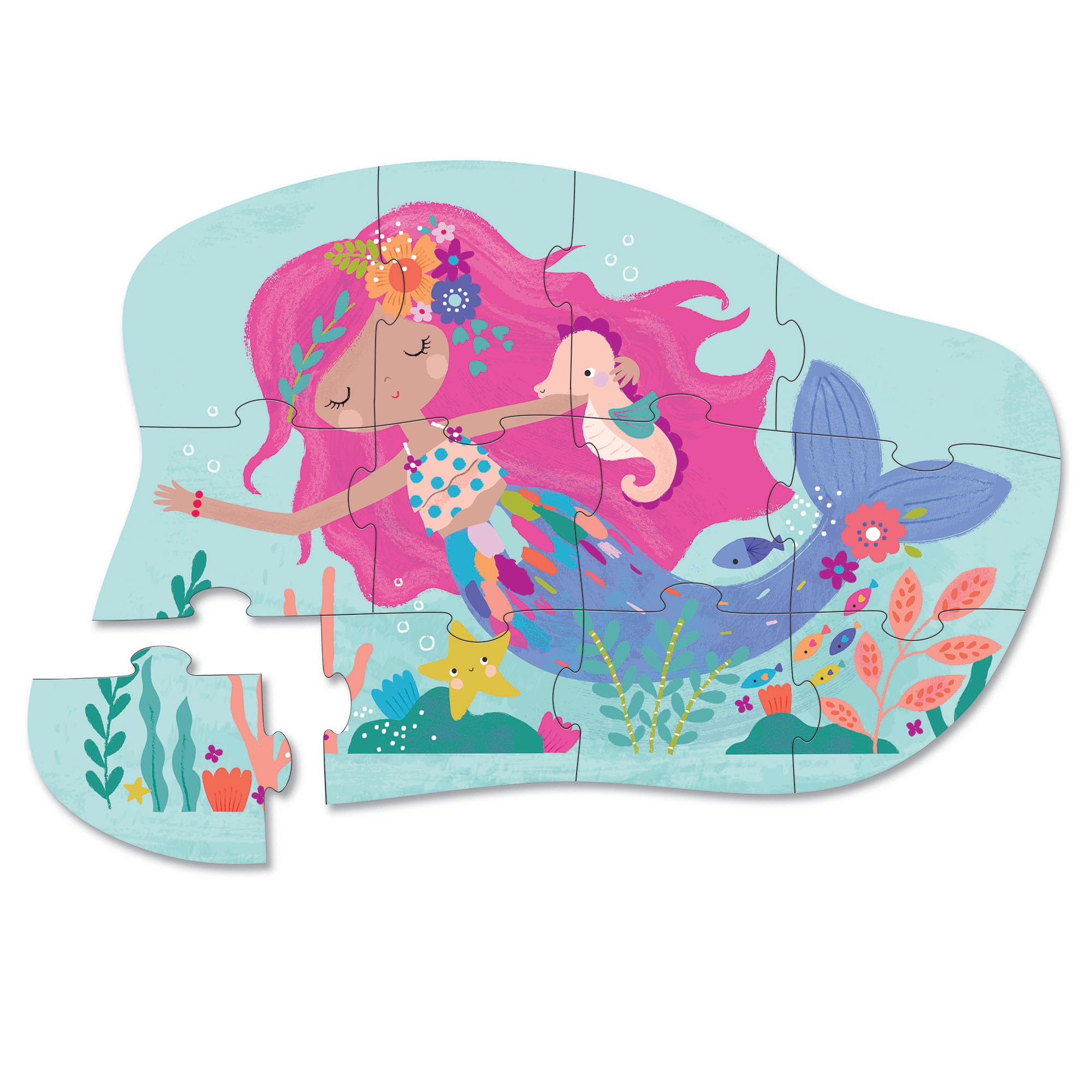 Crocodile Creek Mermaid Dreams big-piece design for easy grasping by kids.