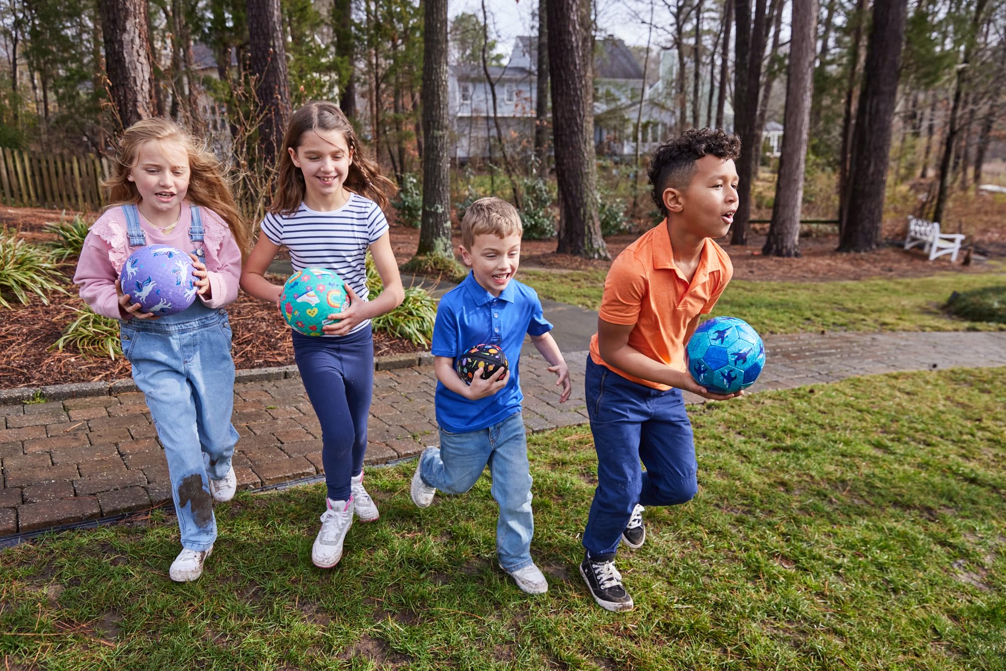 Crocodile Creek ball features vibrant dinosaur artwork and textured surface for better grip.