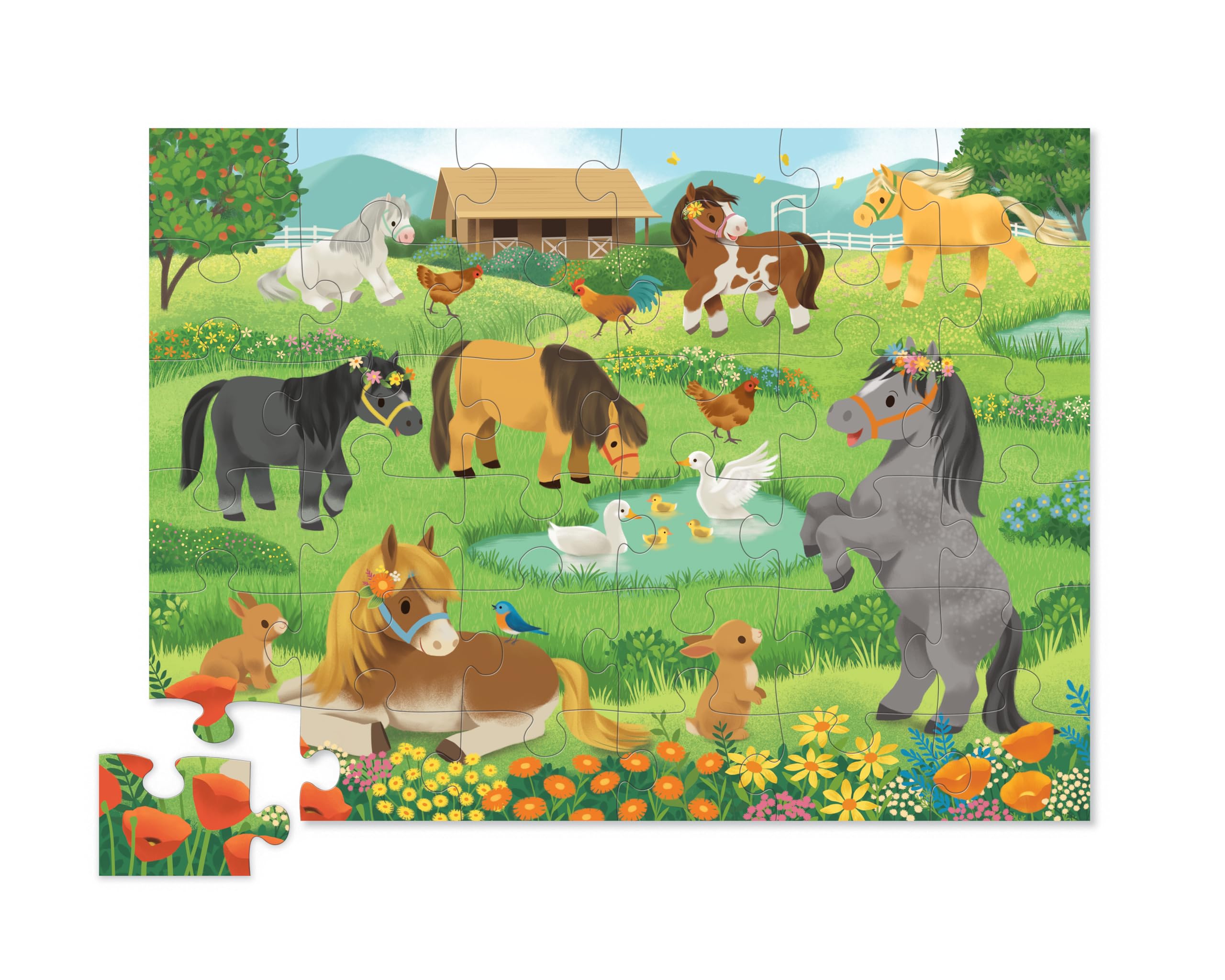 Crocodile Creek Pretty Ponies puzzle pieces laid out for 18x24 finish.