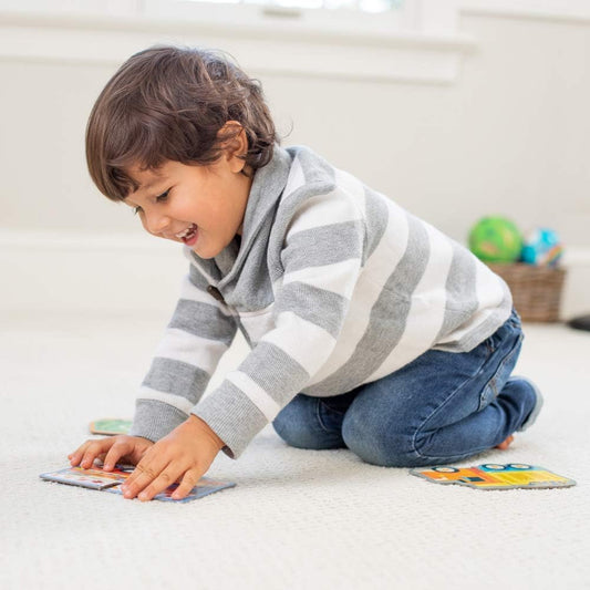 Crocodile Creek chunky pieces puzzle makes grasping easy and builds hand-eye coordination.