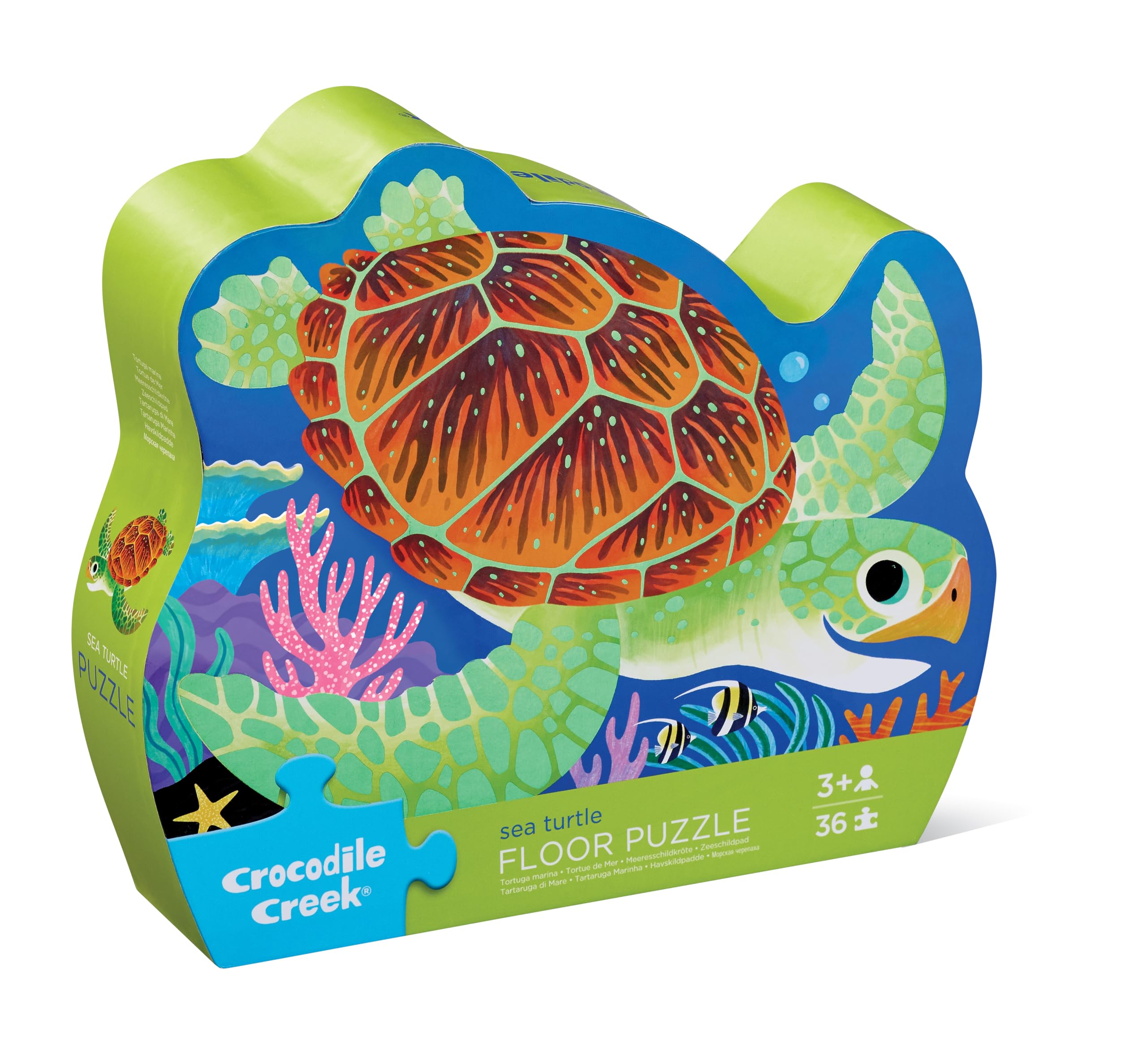 Crocodile Creek sea turtle puzzle: vibrant ocean scene to inspire focused play and problem solving.