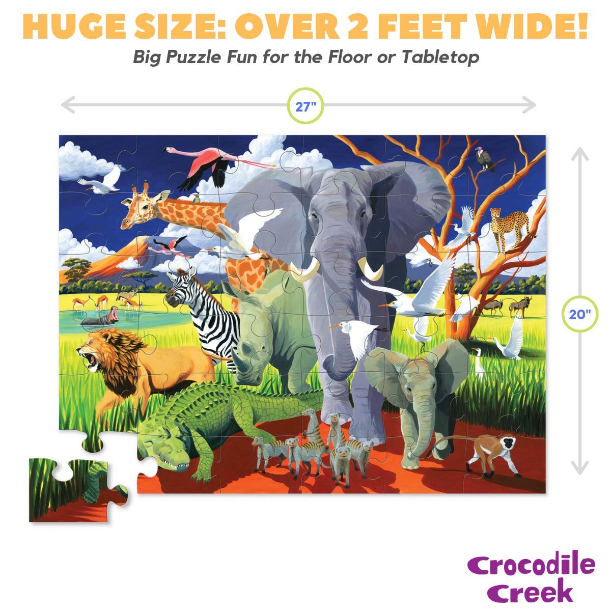 Crocodile Creek Wild Safari completed size helps plan layouts.