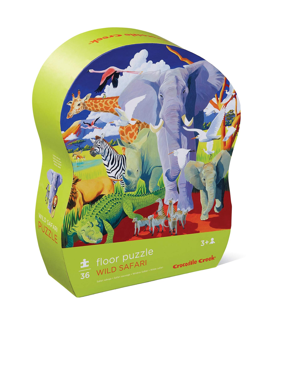 Crocodile Creek Wild Safari puzzle tiles promote hand-eye coordination and problem solving.