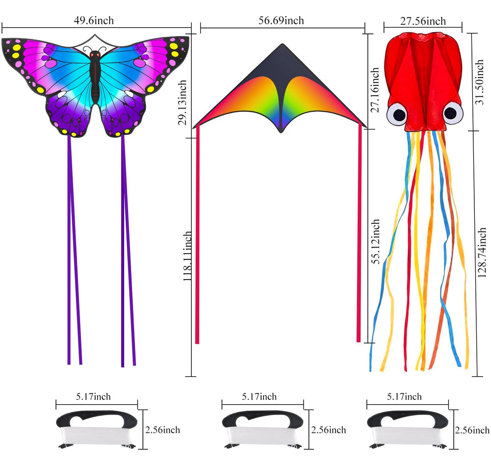 Crogift three-pack kites colorful patterns energize kids during beach days