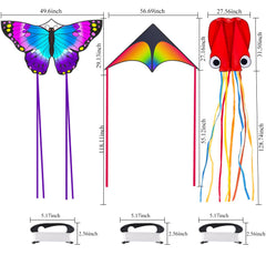 Crogift three-pack kites colorful patterns energize kids during beach days