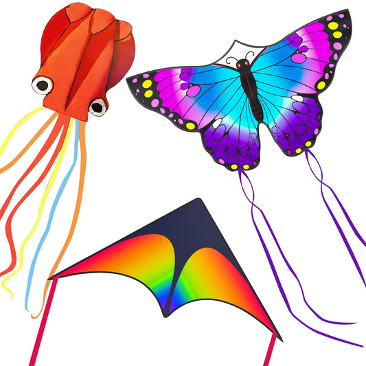 Crogift three-pack kites delta kite for stable, beginner-friendly flights