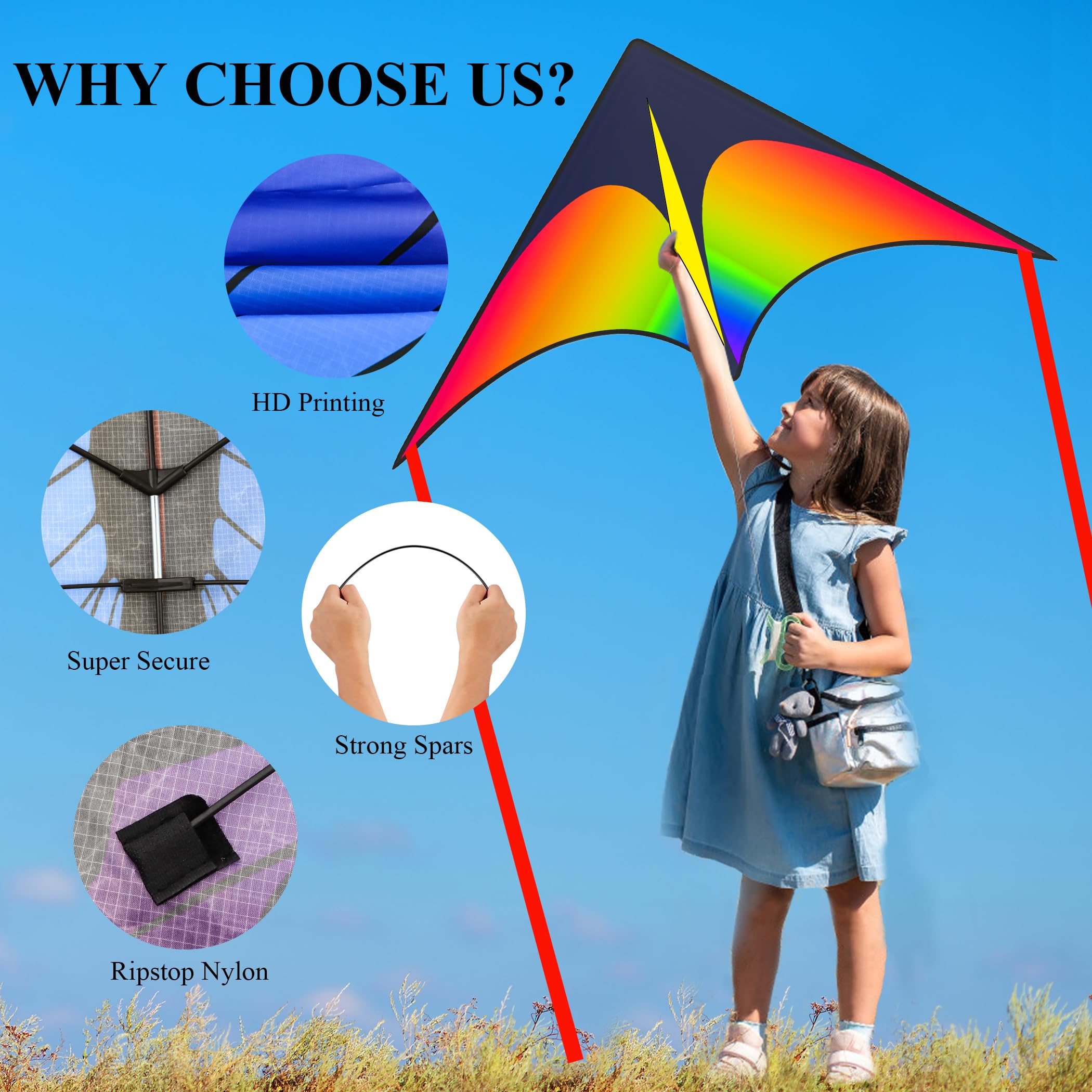 Crogift three-pack kites strings and handles for easy setup and control