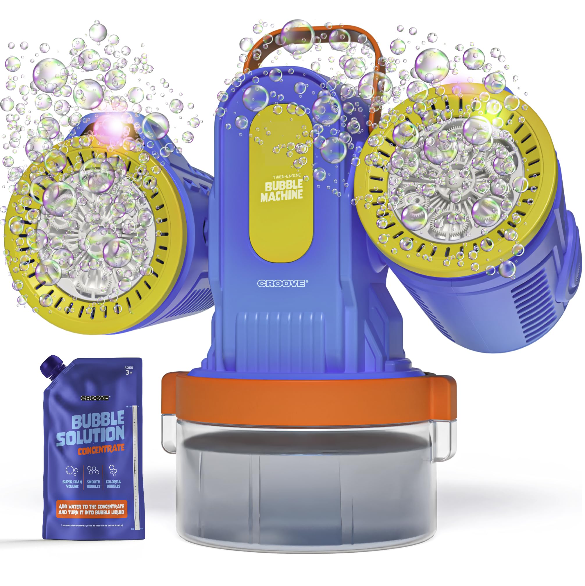 Croove bubble machine showing 180° rotation for dynamic outdoor bubbles