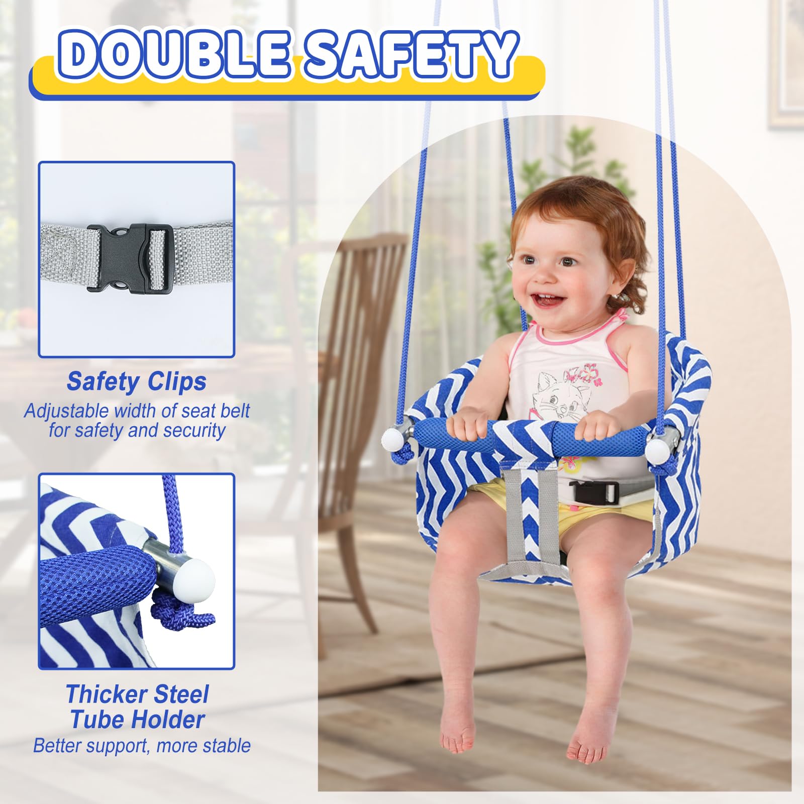 CROSDE Comfy toddler swing seat with adjustable rope for growing kids