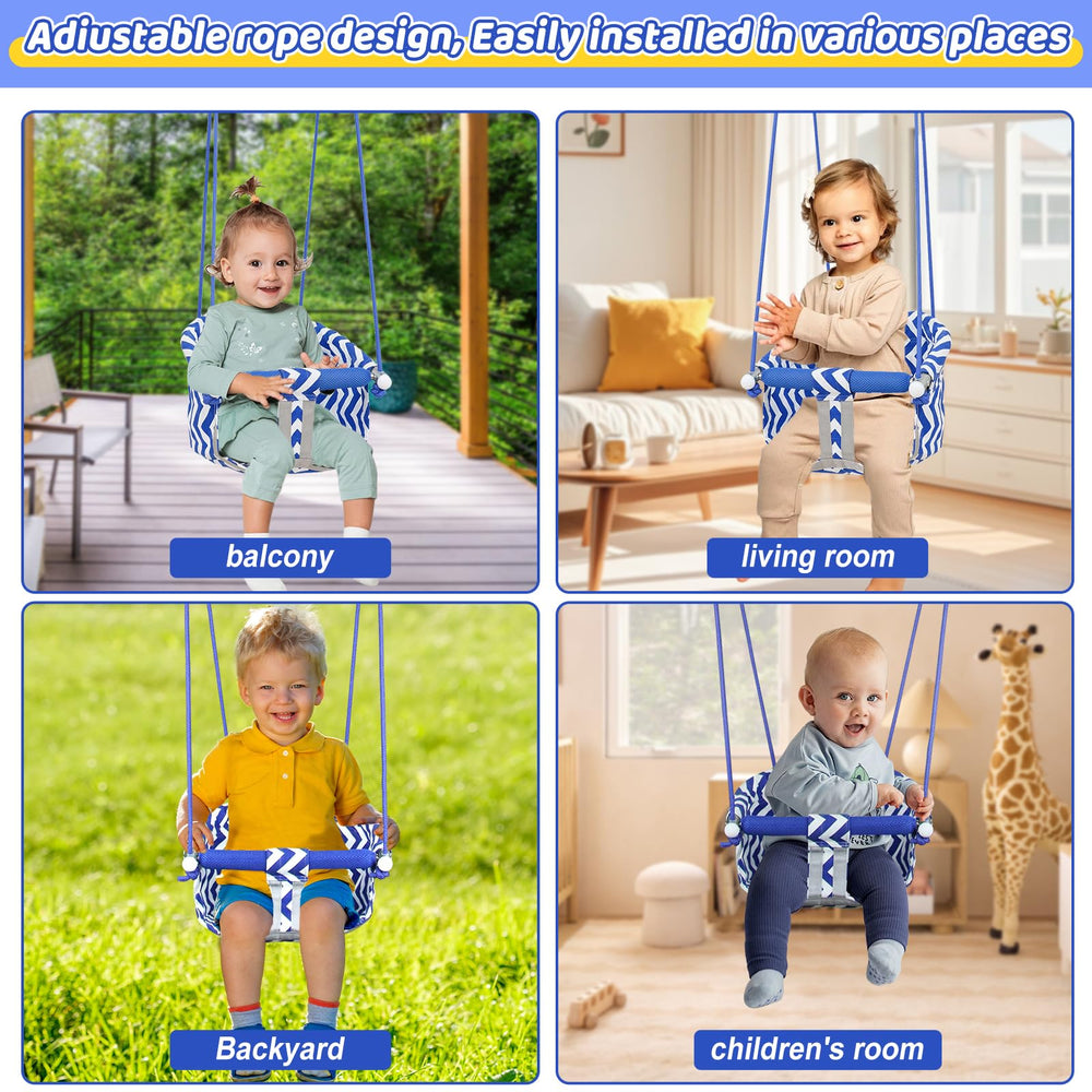 CROSDE Comfy toddler swing seat blue hue for backyard play