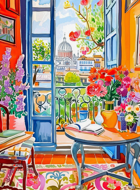 Cross & Glory Room with a Bloom puzzle box inspires home decor ideas with colorful blooms