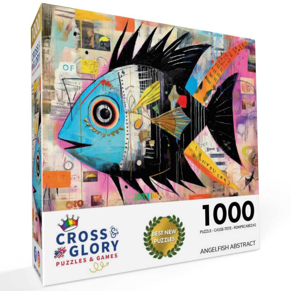 Cross & Glory Angelfish Abstract detail highlights bold strokes for a visually striking challenge.