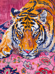 Cross & Glory bohemian tiger tapestry puzzle pieces coming together for a striking wall display