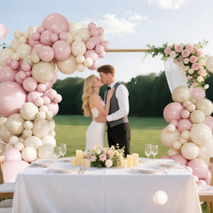 CROSSFINGERS balloon chain and glue dots simplify DIY arch creation