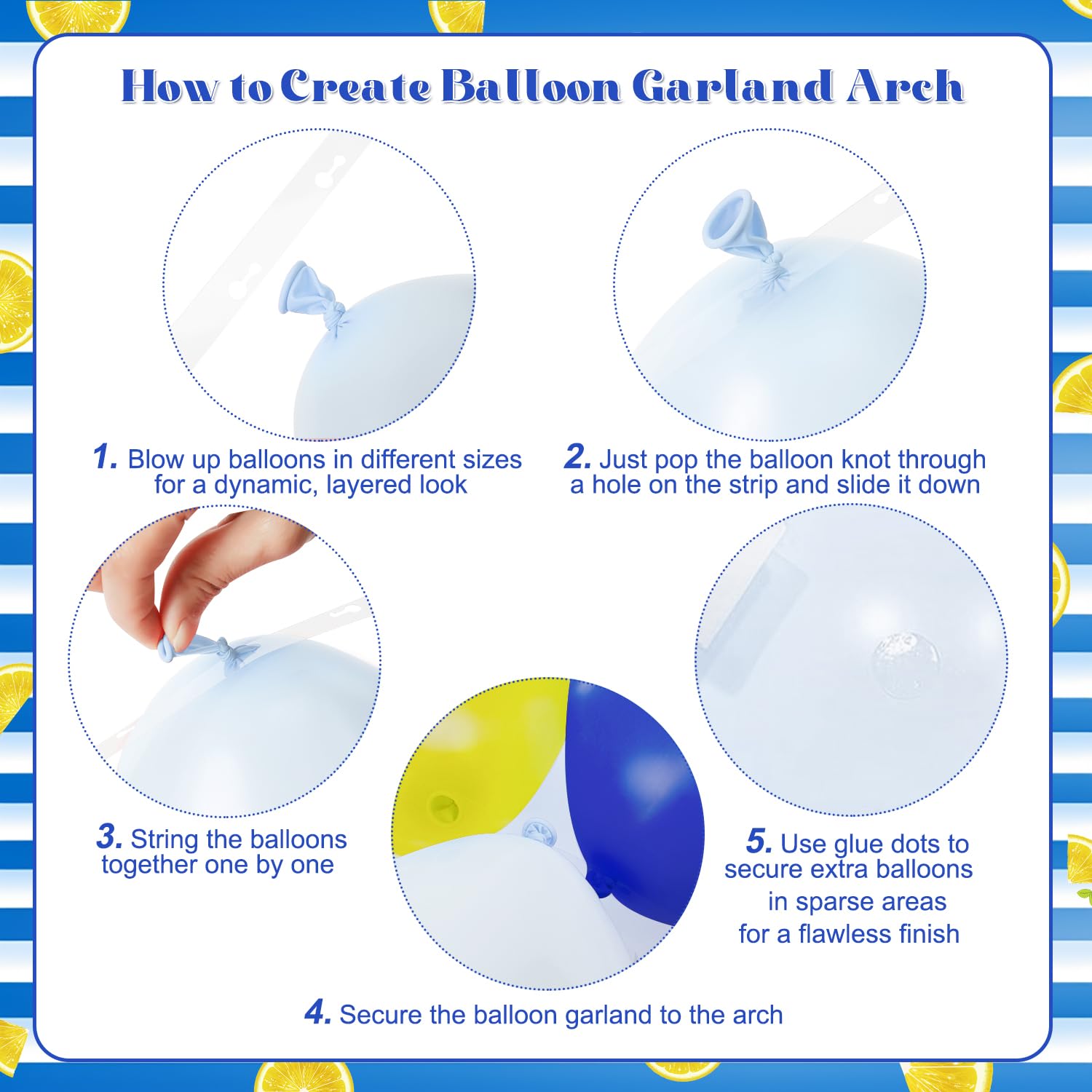 CROSSFINGERS balloon chain and glue dots enable quick assembly
