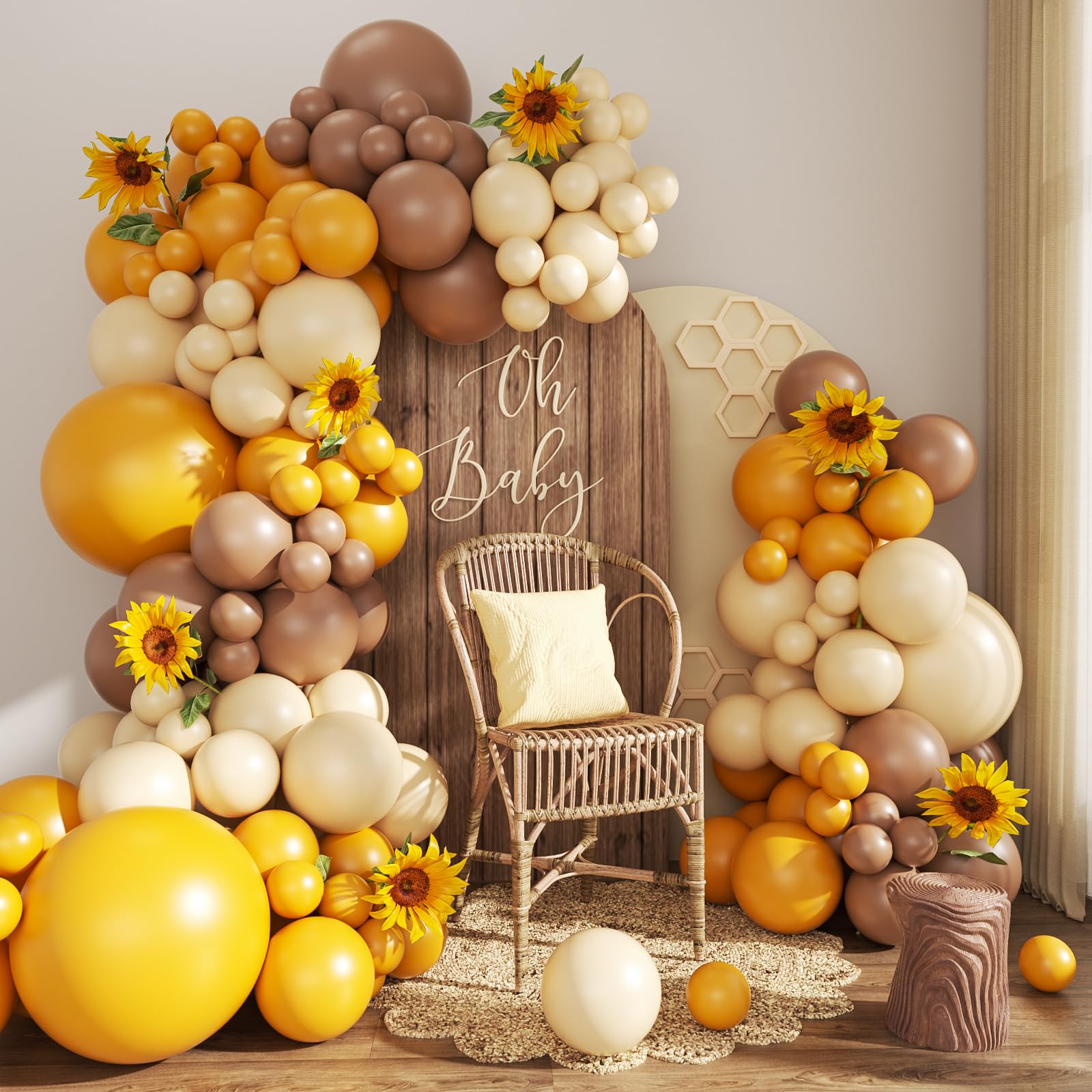 CROSSFINGERS bee balloon arch kit mustard-yellow balloons for a bright entrance