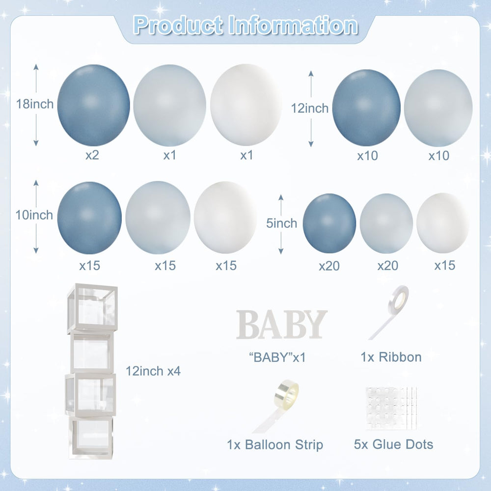 CROSSFINGERS dusty blue balloon sets offer versatile colors for boy celebrations and photo moments.