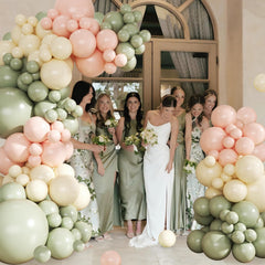 Crossfingers peach balloons add warm accents for birthdays and bridal showers.