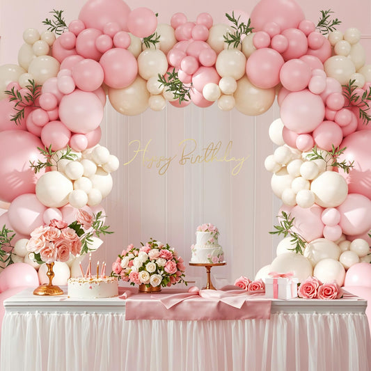 CROSSFINGERS pink and white balloons pack with varied sizes for a full arch.