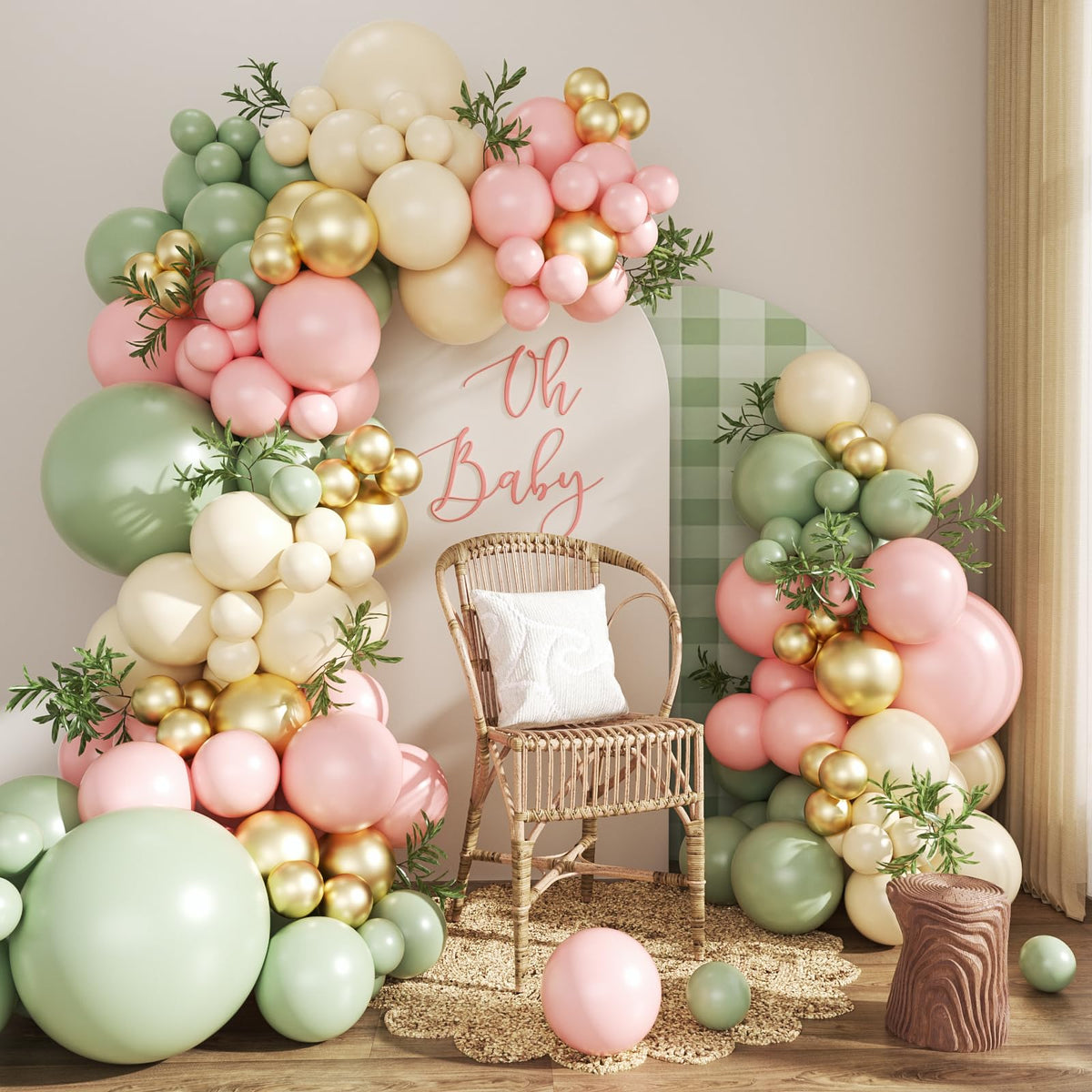 CROSSFINGERS pink and green balloon arch kit packaging for quick, stylish setup.