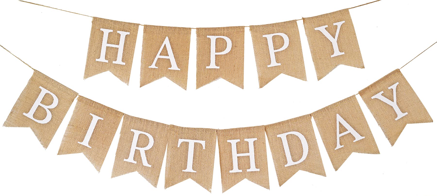 CROWNOS Happy Birthday burlap banner pre-strung for quick party decorating