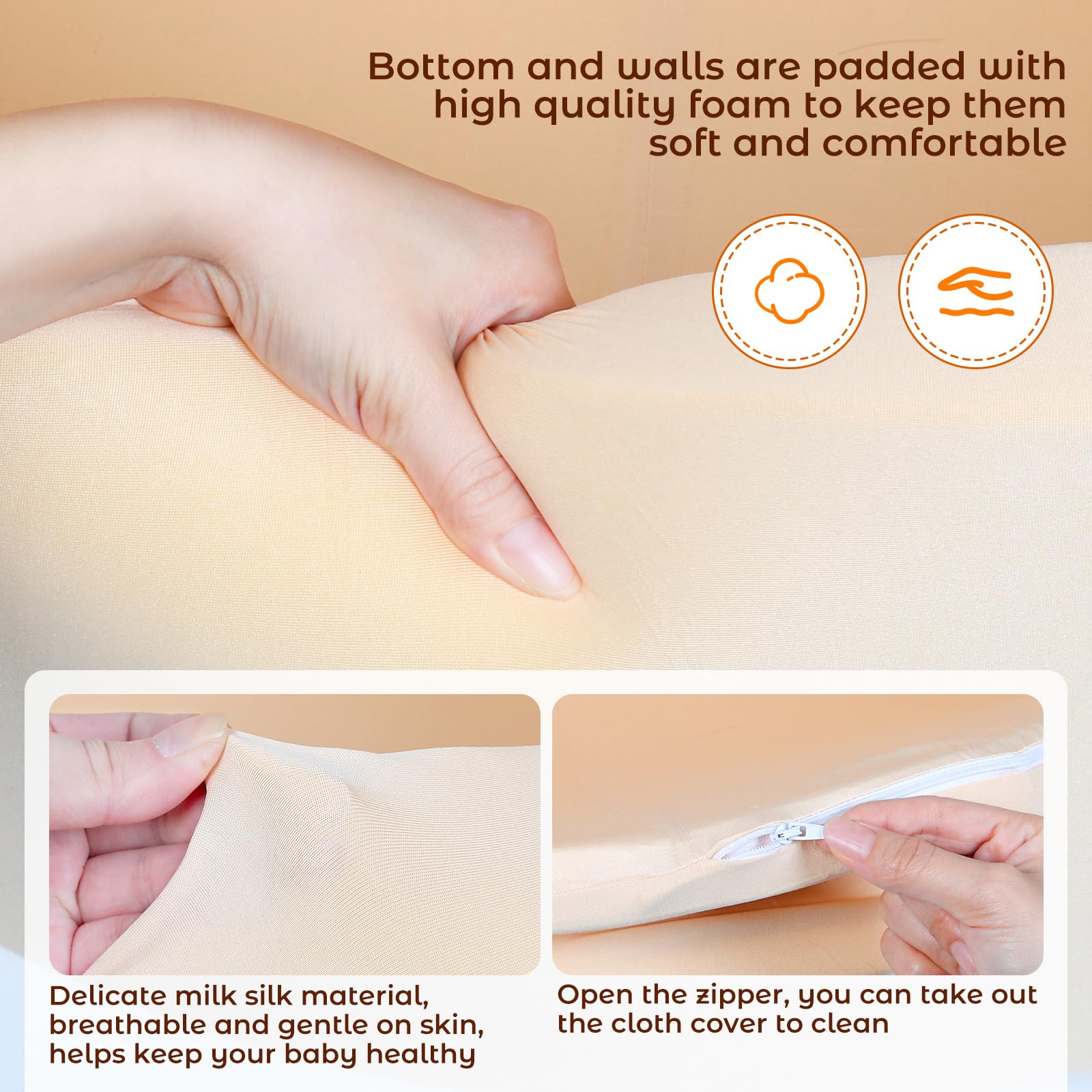 CROWNZONEE soft velvet cushions provide gentle support for toddlers