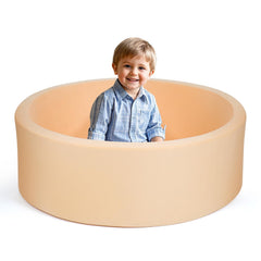 CROWNZONEE soft foam ball pit beige round pool for safe indoor play