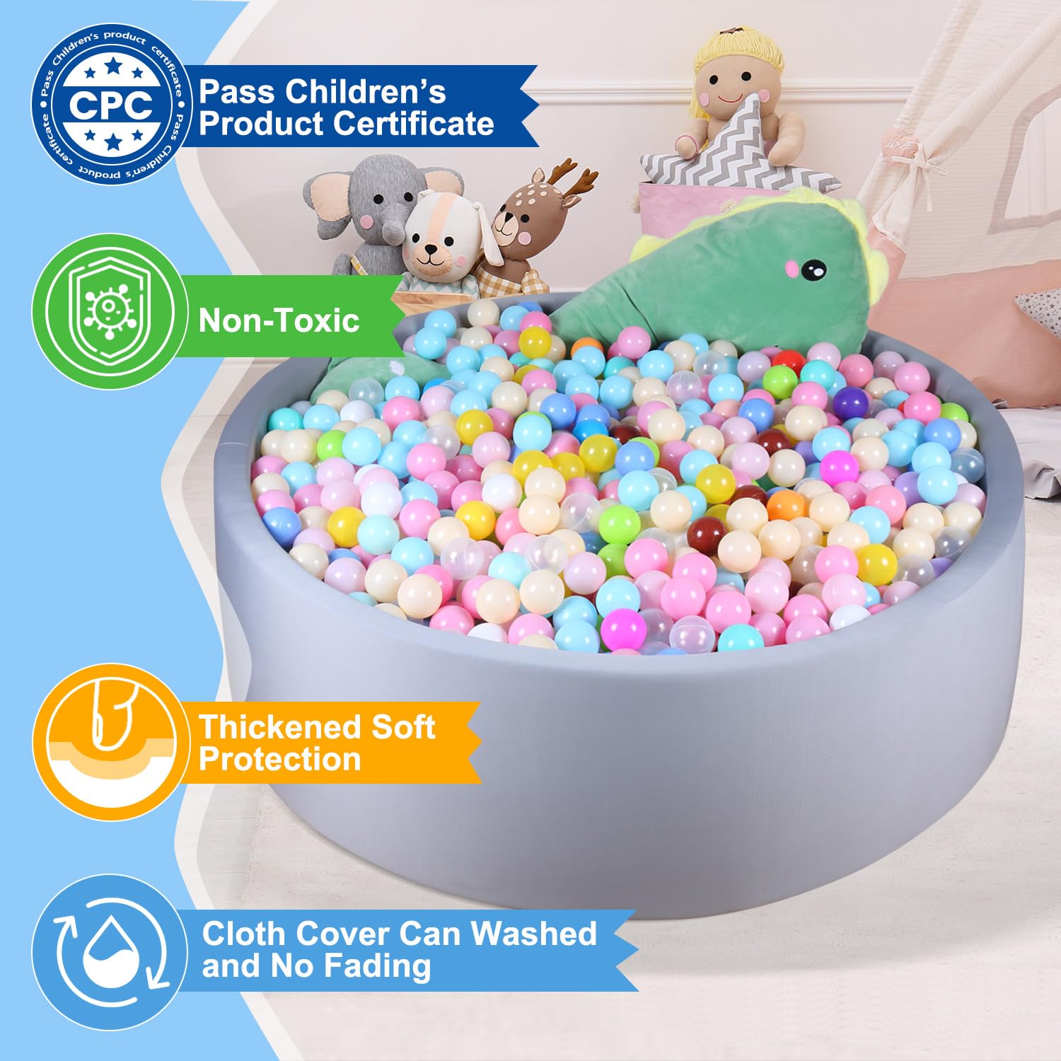 CROWNZONEE memory foam cushioning supports gentle landings during active play.