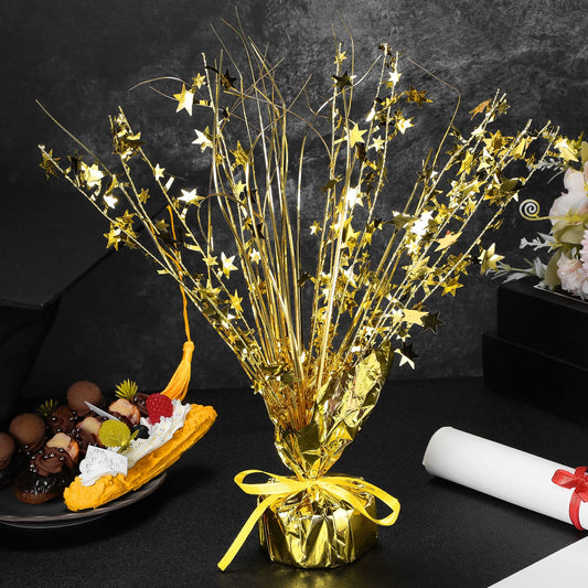 Crowye golden pentagram centerpiece with stable gold-wrapped base