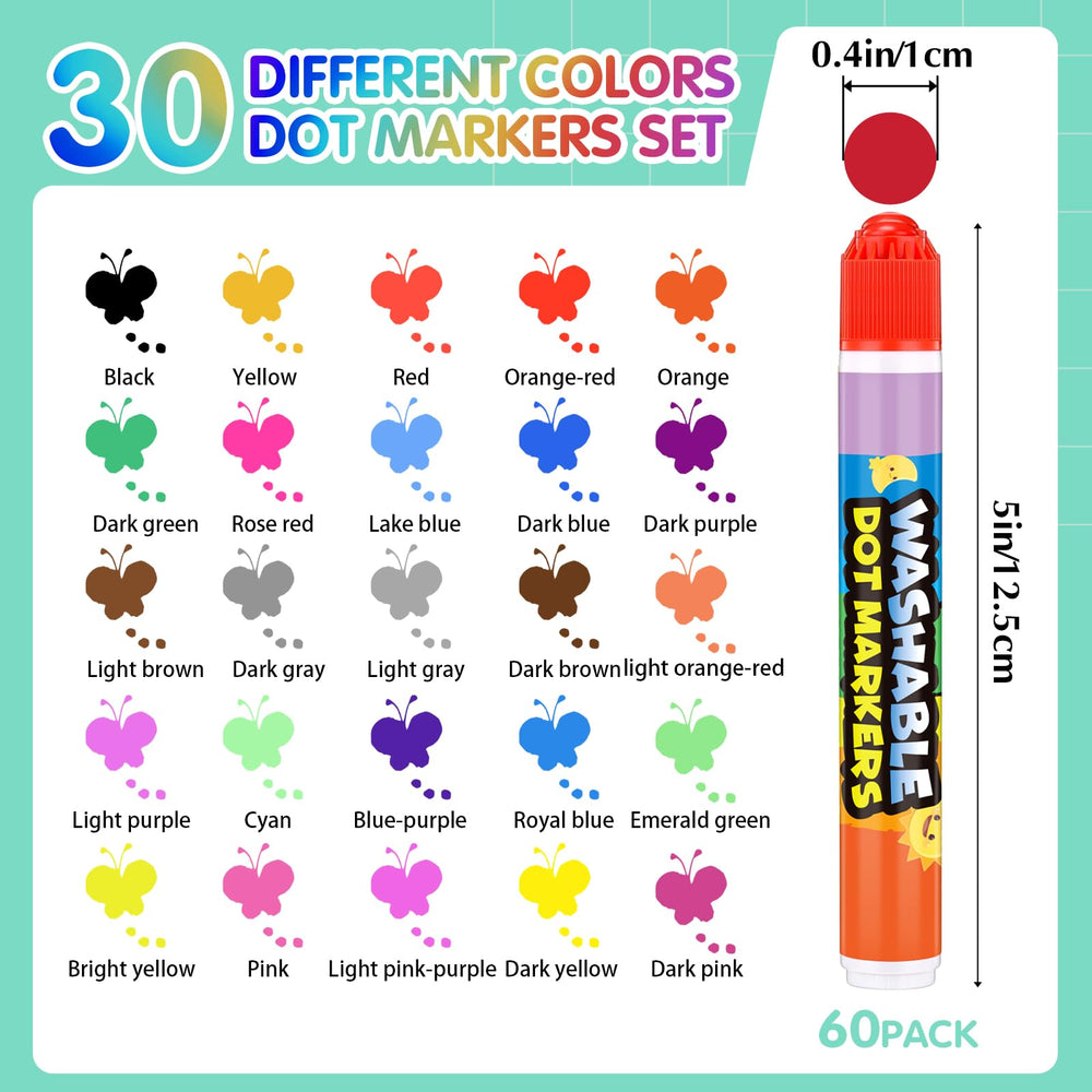 Crtiin 30-color dot marker palette with quick-drying ink for crafts and games.