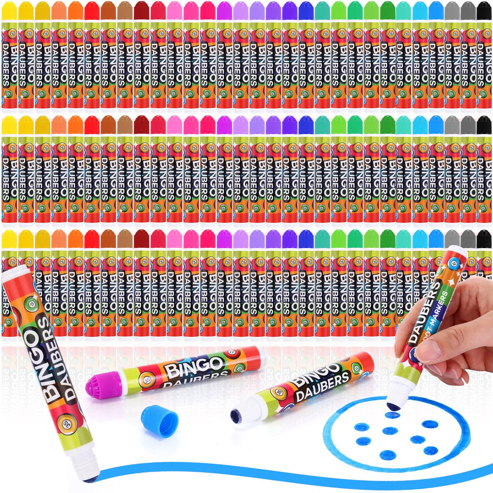 Crtiin 90-pack bingo dabbers front view shows vibrant colors for quick crafts.