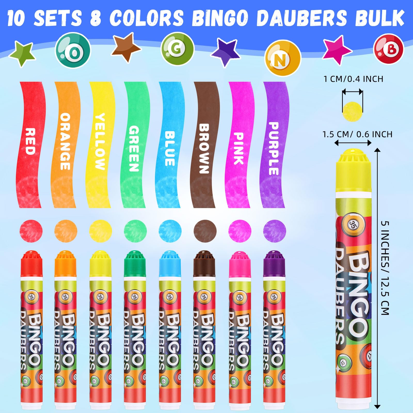 Crtiin glitter dot marker 5-inch 8 colors ideal for arts and crafts.