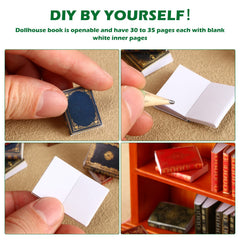 Crtiin 1:12 scale miniature books with tiny blank pages for customization
