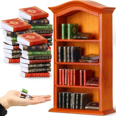 Crtiin miniatures books set with open pages for realistic dollhouse library scenes