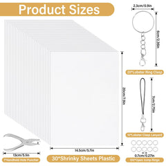 CRTWDMAN 30 shrink plastic sheets 7.9x5.7 inches ideal for vibrant kid-friendly designs.