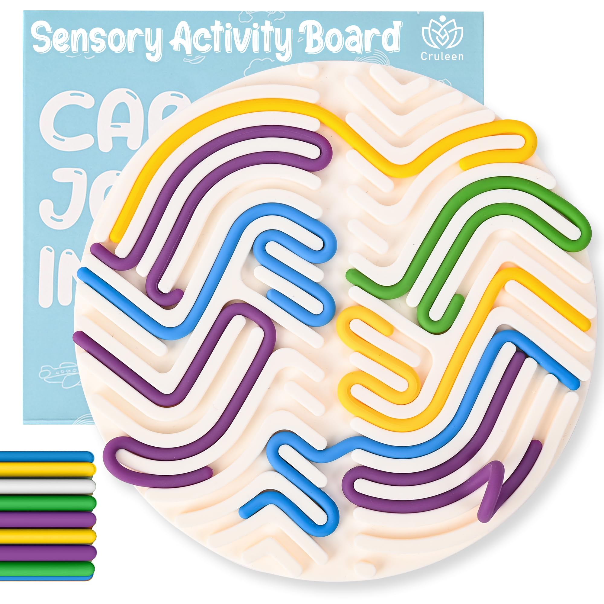 Cruleen Sensory Board with sticks in slots for calm, screen-free play on the go