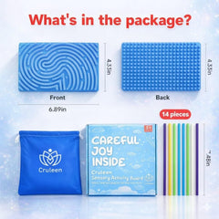 Cruleen Sensory Board compact travel bag enables on-the-go calm during flights.