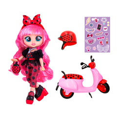 Cry Babies BFF scooter hood stores accessories for tidy play.
