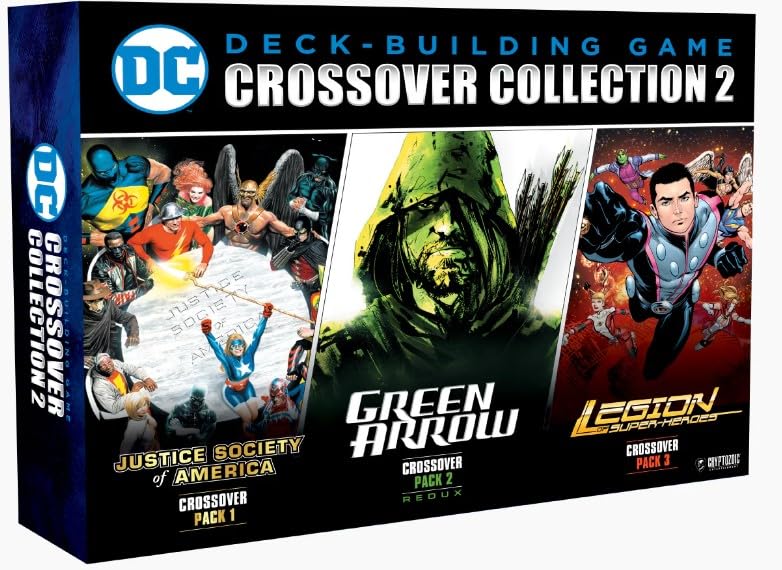 Cryptozoic DC DBG Crossover Collection 2 cover art shows classic DC heroes with Time Travel flair.