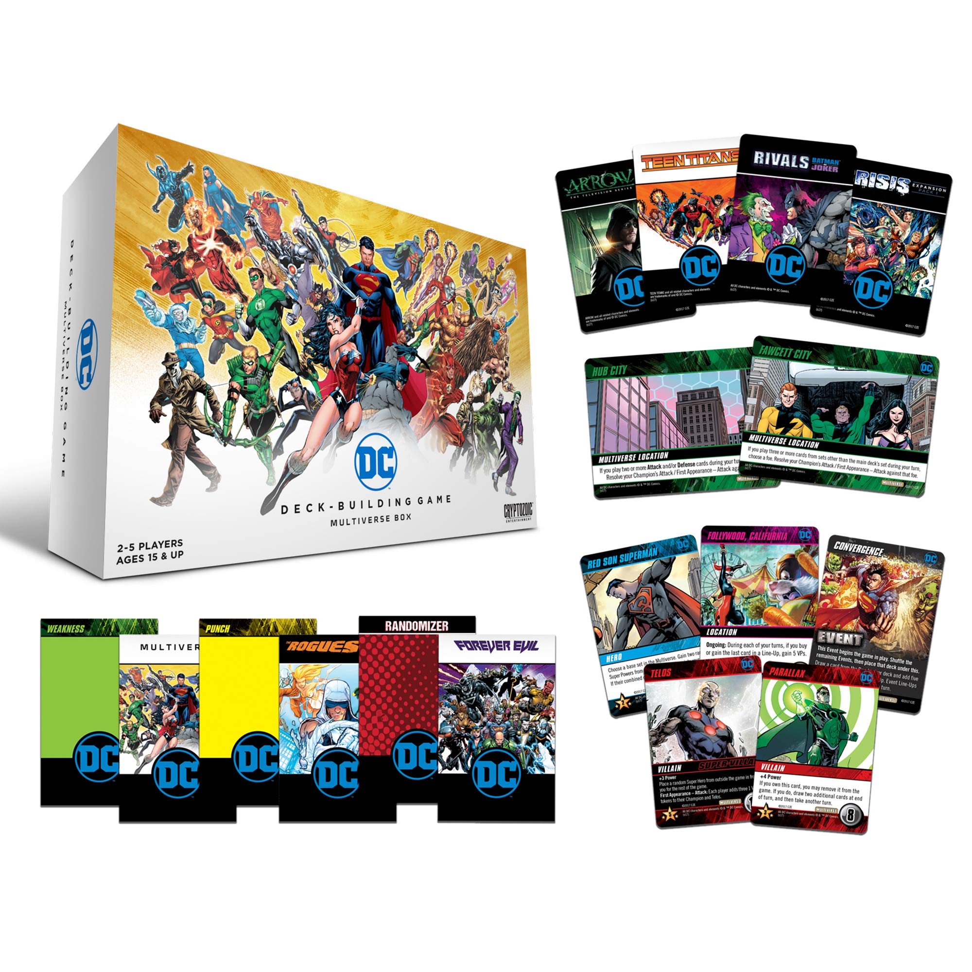 Cryptozoic DC Multiverse Box with exclusive crossover pack for gameplay