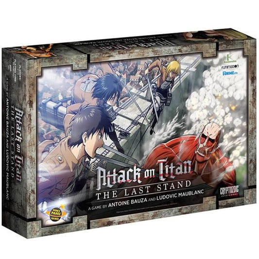 Cryptozoic Entertainment Attack on Titan: The Last Stand box front showcases epic artwork and game-night appeal.