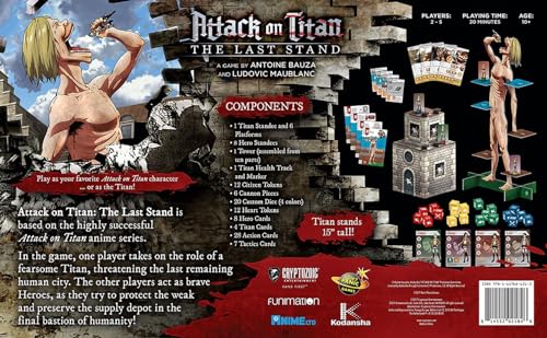 Cryptozoic Entertainment Attack on Titan: The Last Stand titan miniatures ready for immersive battles.