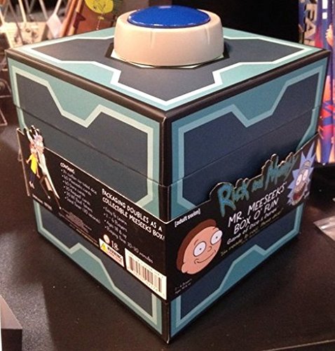 Group play scene featuring the Meeseeks box with dice and laughter.